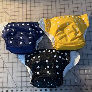 3 OS ALVABABY Cloth Pocket Diapers with Inserts - NO STAINING